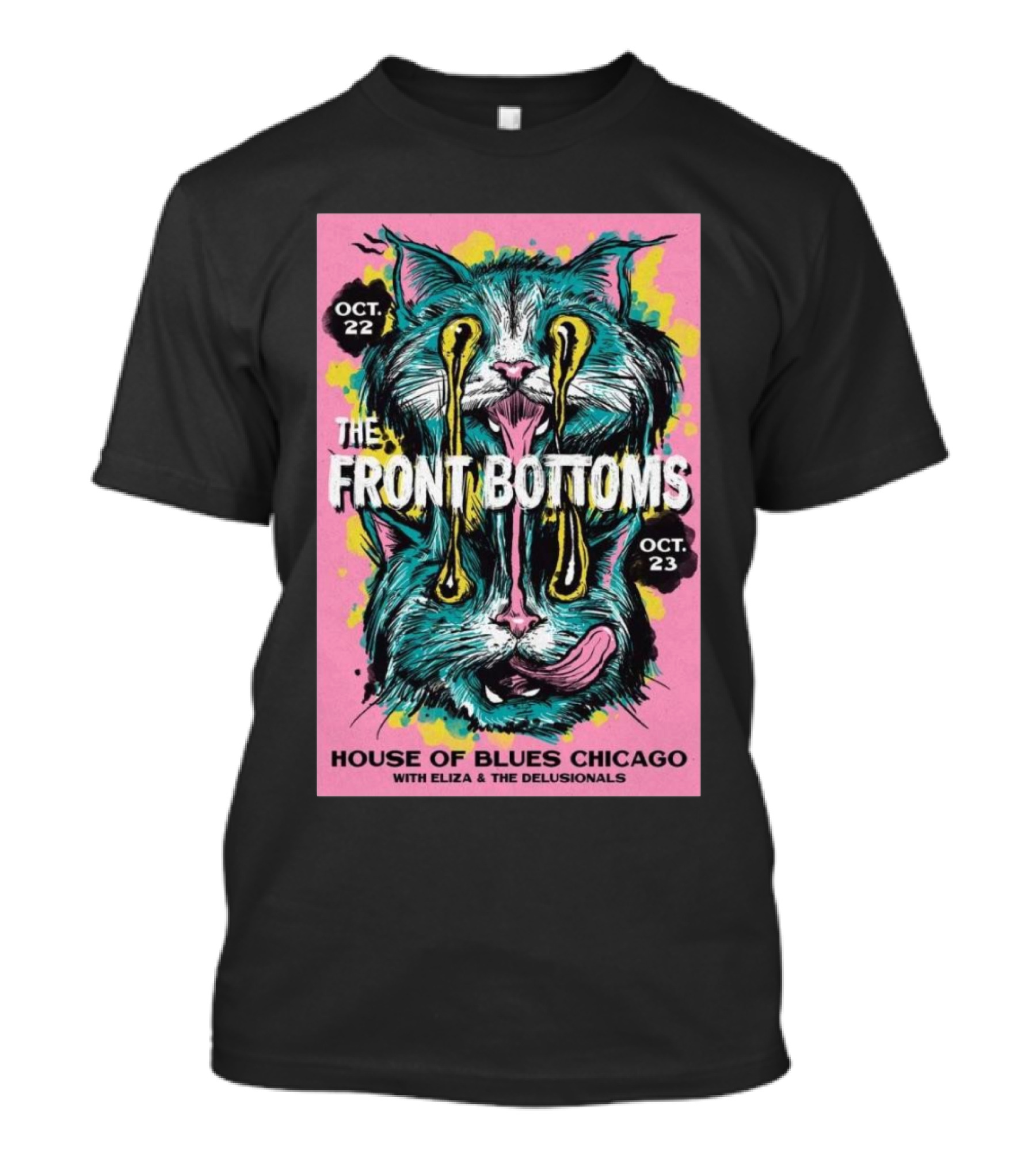 The Front Bottoms House Of Blues Chicago Oct 22-23 2024 With Eliza And The Delusionals Cat T-Shirt