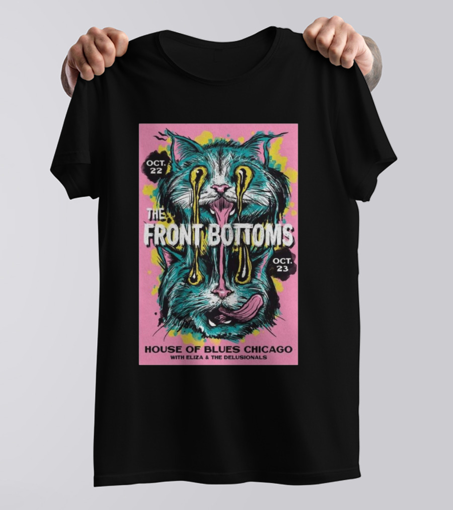 The Front Bottoms House Of Blues Chicago Oct 22-23 2024 With Eliza And The Delusionals Cat T-Shirt