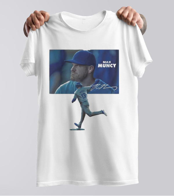 Max Muncy Baseball Figurine And Signature Photo T-Shirt