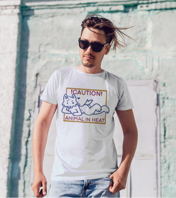 Caution Animal In Heat Wild Meat Superstar Warning T-Shirt