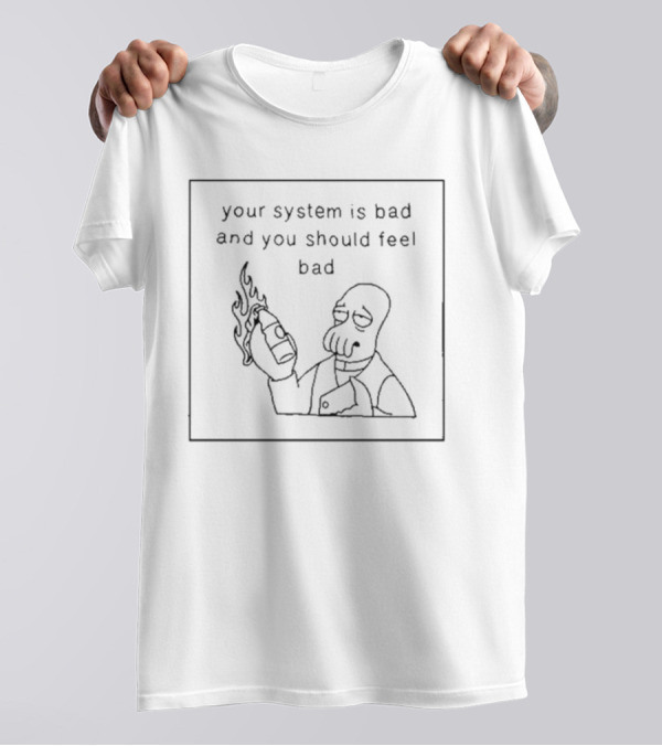Your System Is Bad And You Should Feel Bad Futurama Zoidberg Flames T-Shirt