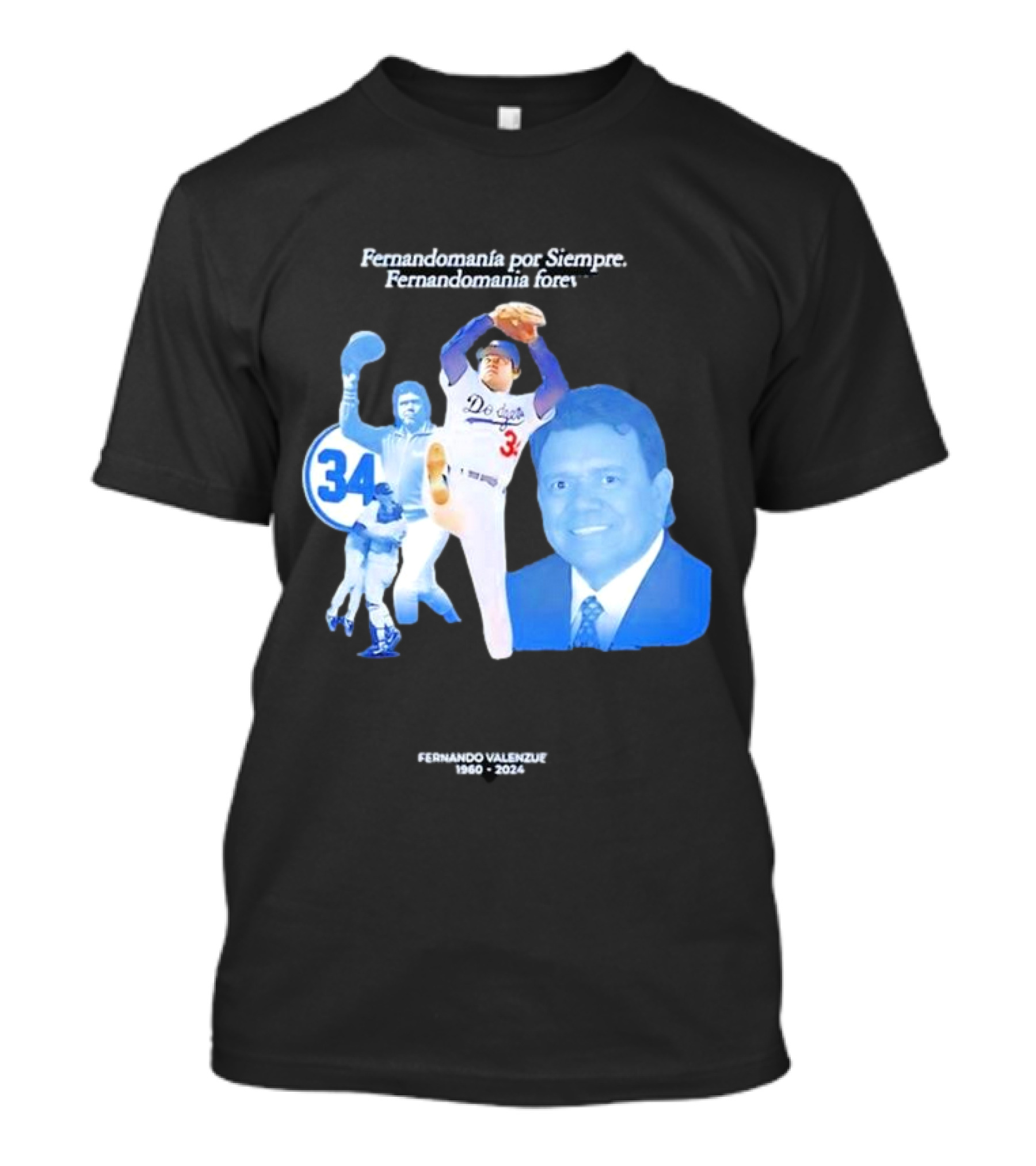 Fernando Valenzuela 1960 2024 Fernandomania Por Siempre Dodgers Number 34 T-Shirt