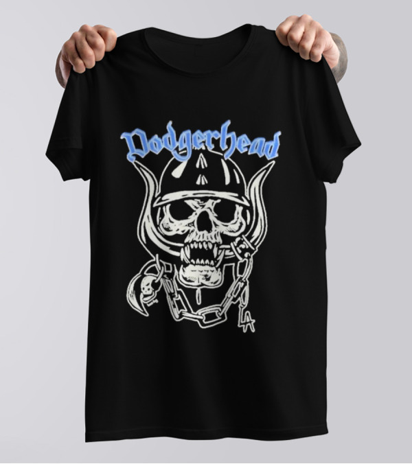 Dodgerhead Los Angeles Dodgers Skull Chain Helmet T-Shirt