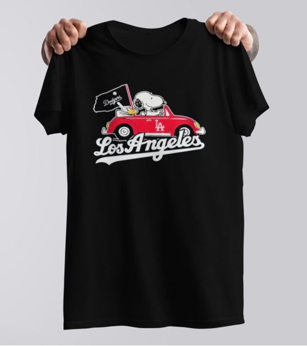 Los Angeles Dodgers Snoopy LA Car Dodgers Flag T-Shirt