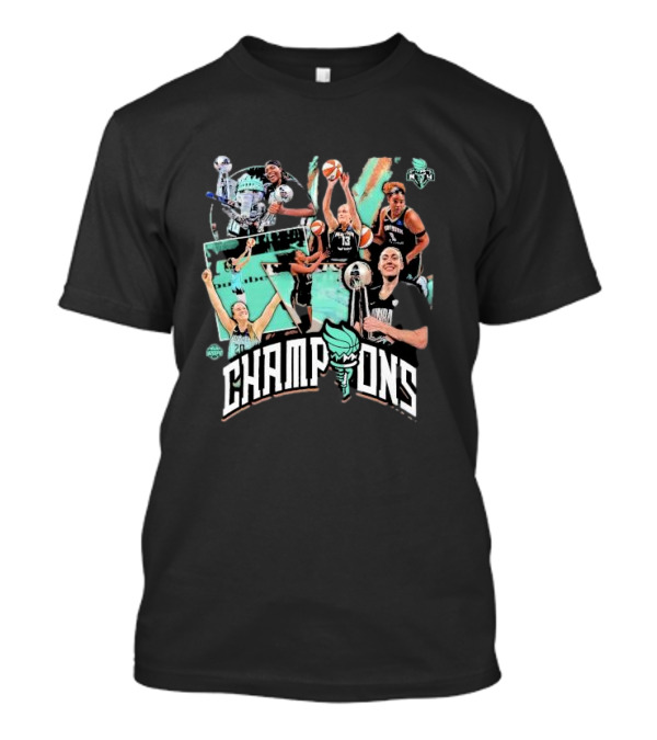 Stadium Essentials Black New York Liberty 2024 WNBA Finals Champions Celebratory Montage T-Shirt