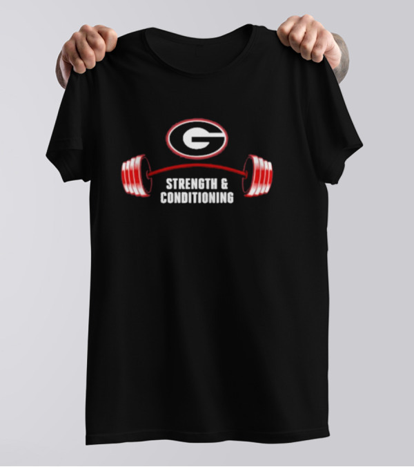 Georgia Bulldogs Strength And Conditioning Uga Gym Barbell T-Shirt
