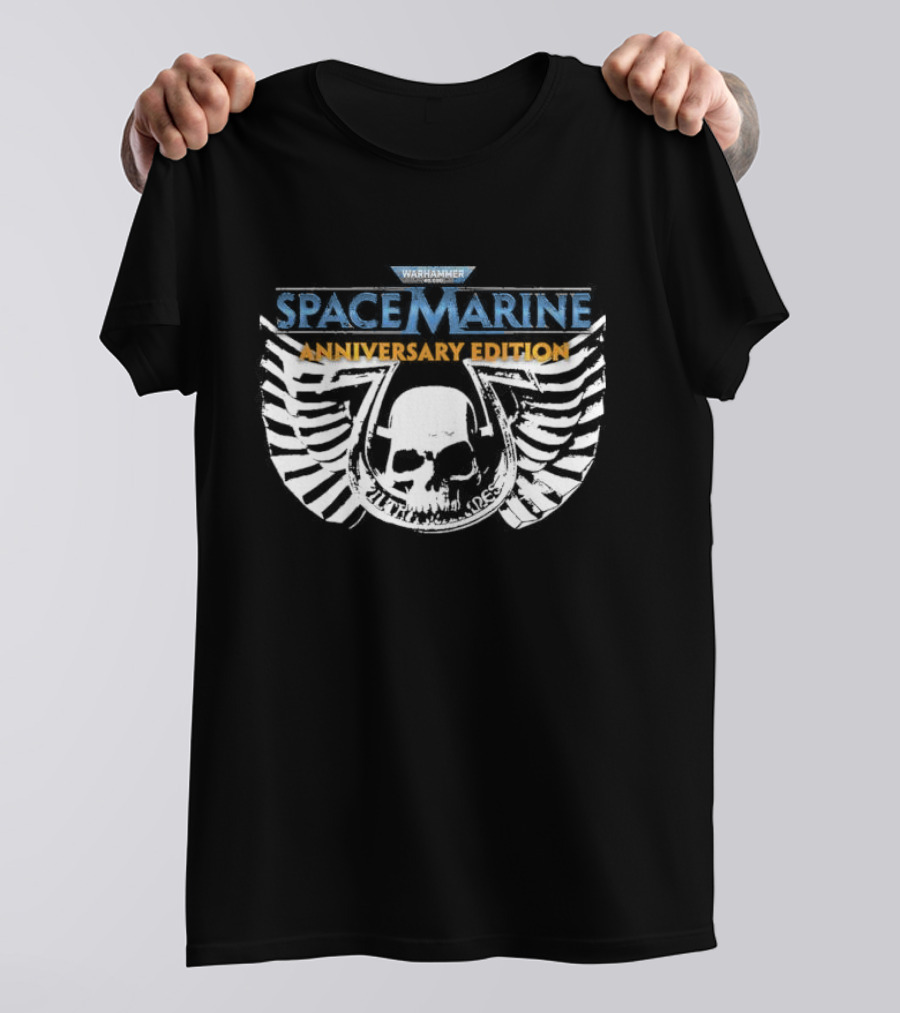 Warhammer 40,000 Space Marine Anniversary Edition Skull Wings Emblem T-Shirt