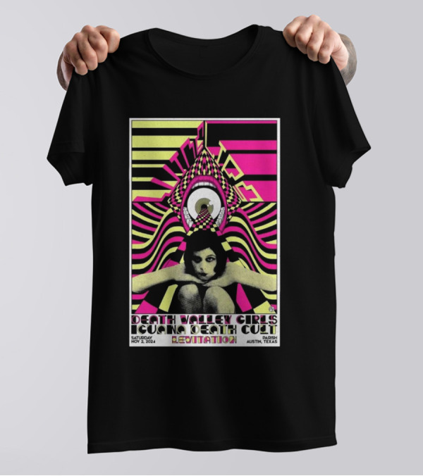 Wine Lips Death Valley Girls Iguana Death Cult Levitation Nov 2 2024 Parish Austin Texas Show T-Shirt