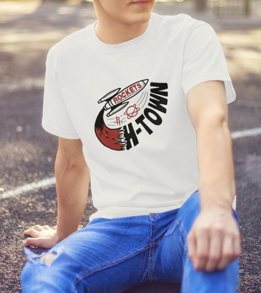 Houston Rockets H-Town Rocketship Orbit T-Shirt