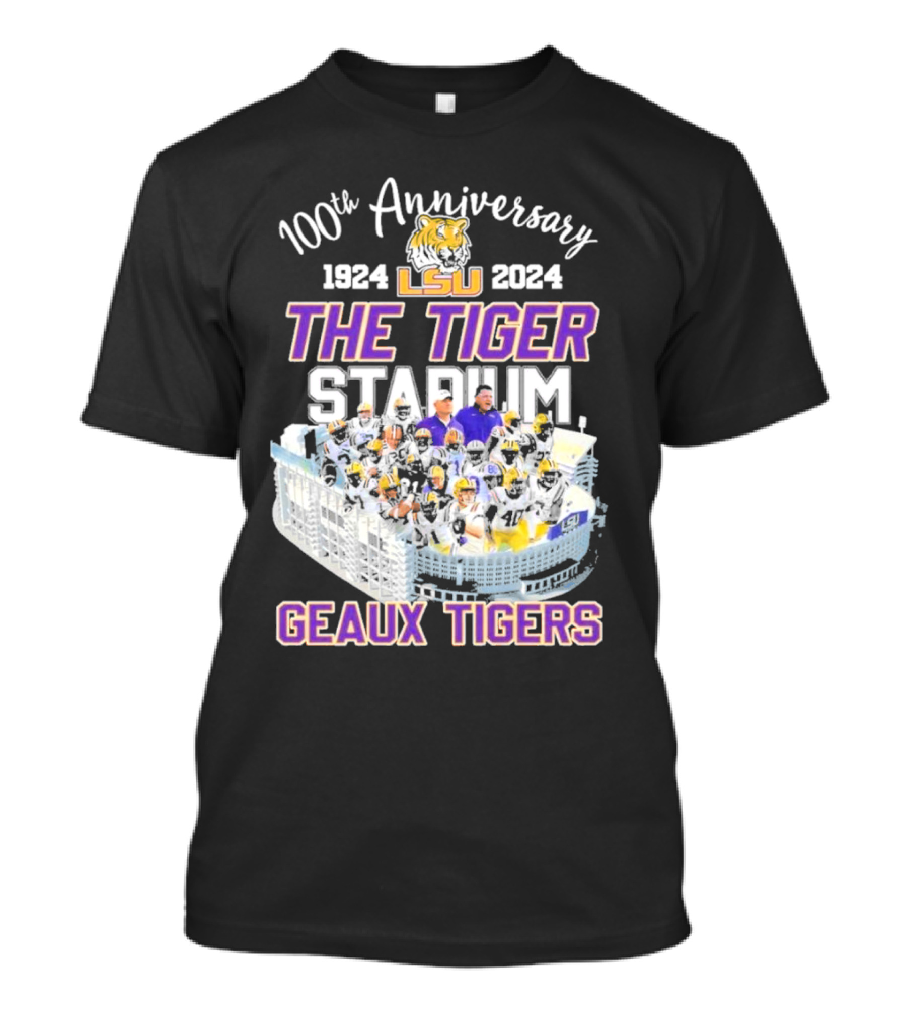 100th Anniversary LSU 1924 2024 The Tiger Stadium Geaux Tigers T-Shirt