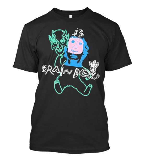 Brain Dead Masks 2024 Neon Character Art With Devil And Owl T-Shirt