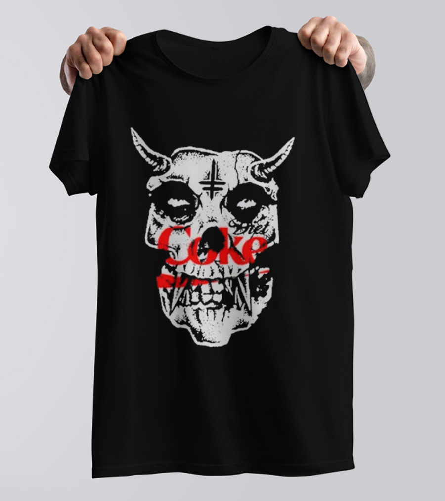 Captain Howdy Twitching Tongues Diet Coke Skull With Horns T-Shirt