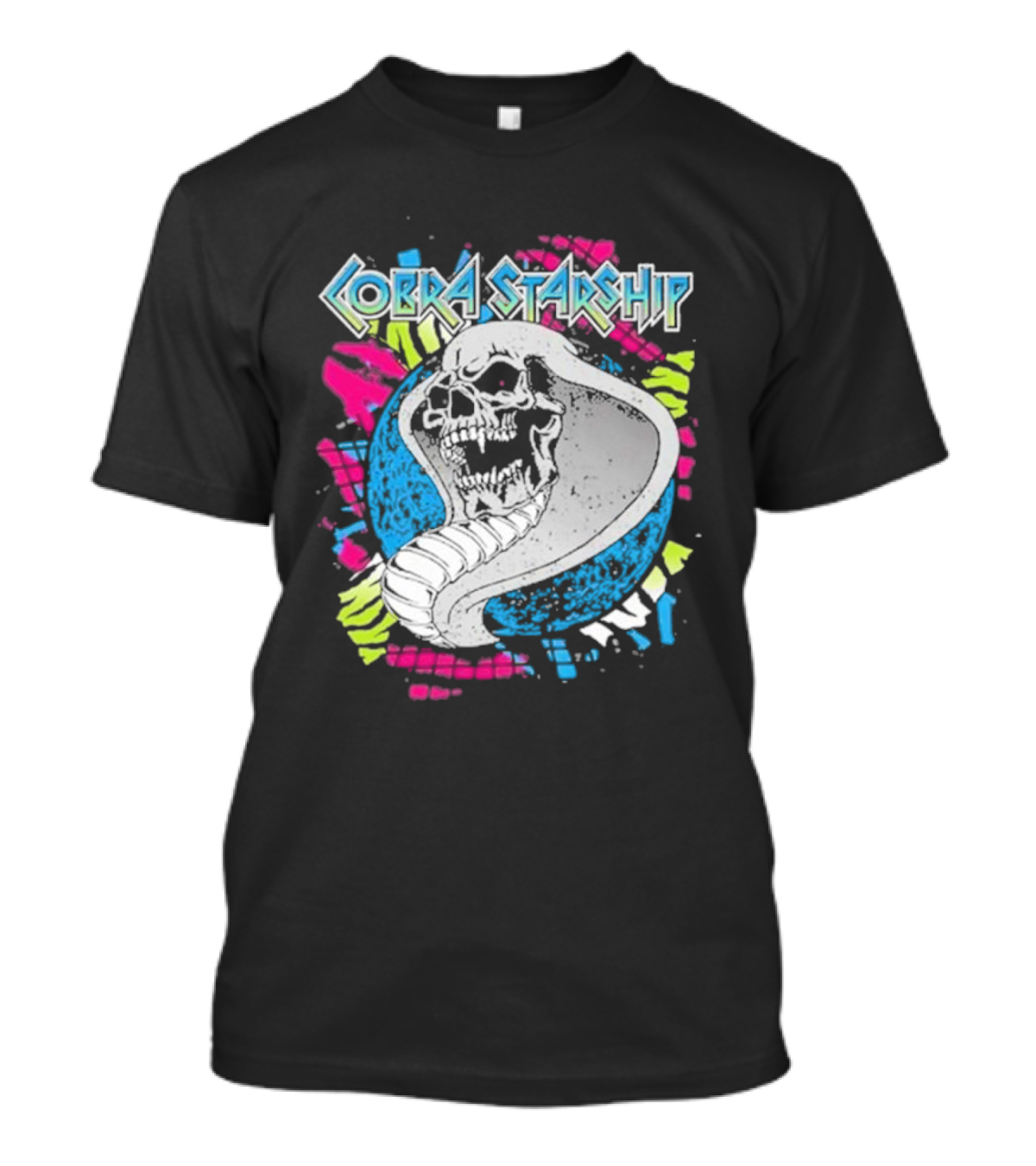 Cobra Starship Skull Snake Retro Neon T-Shirt