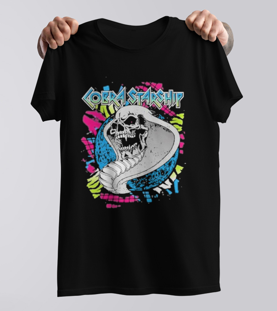 Cobra Starship Skull Snake Retro Neon T-Shirt