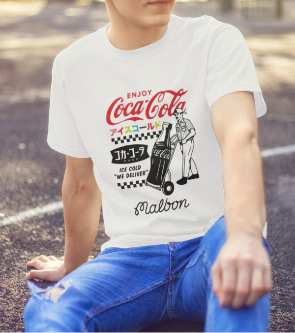 Enjoy Coca-Cola Ice Cold We Deliver Vintage Style Malbon Collaboration T-Shirt