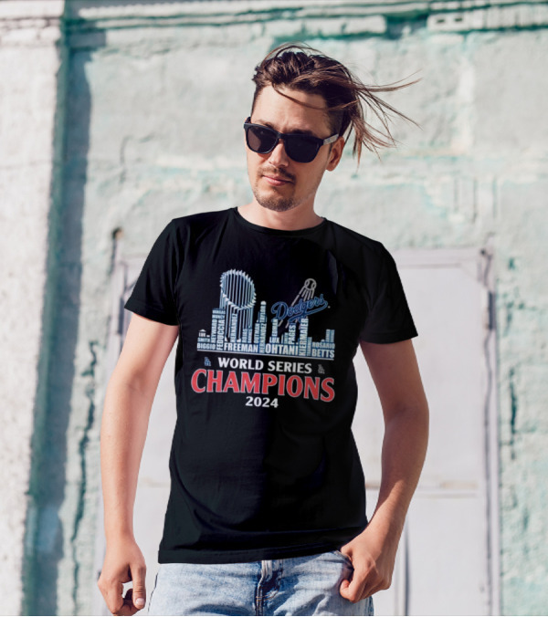 Los Angeles Dodgers Word Art World Series Champions 2024 Featuring Team Names T-Shirt