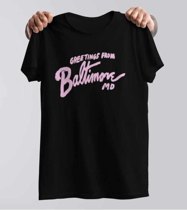 John Waters Greetings From Baltimore MD Retro Script T-Shirt