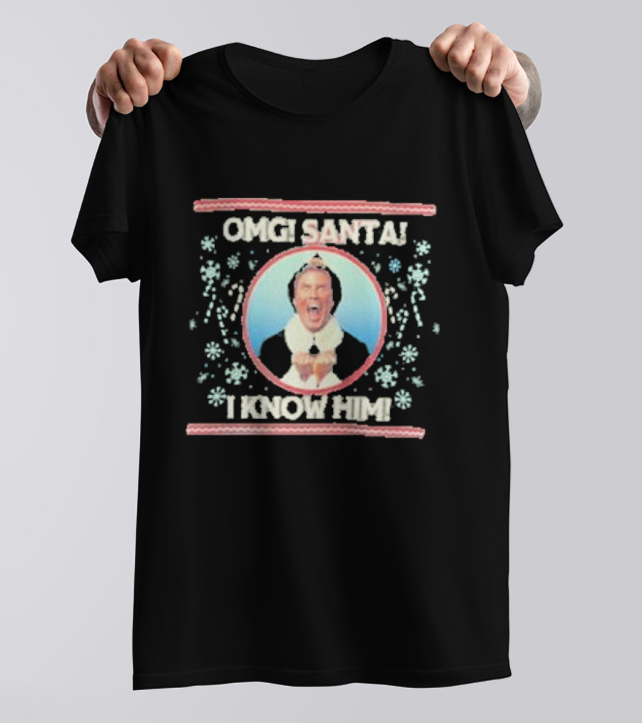 Kelly Green Buddy The Elf Omg Santa I Know Him Merry Christmas T-Shirt