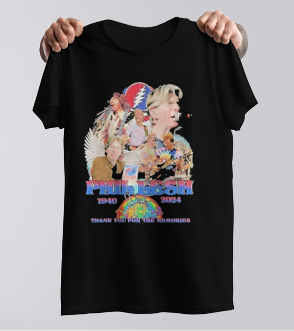 Phil Lesh 1940-2024 Thank You For The Memories Grateful Dead Tribute With Iconic Steal Your Face And Tie-Dye T-Shirt