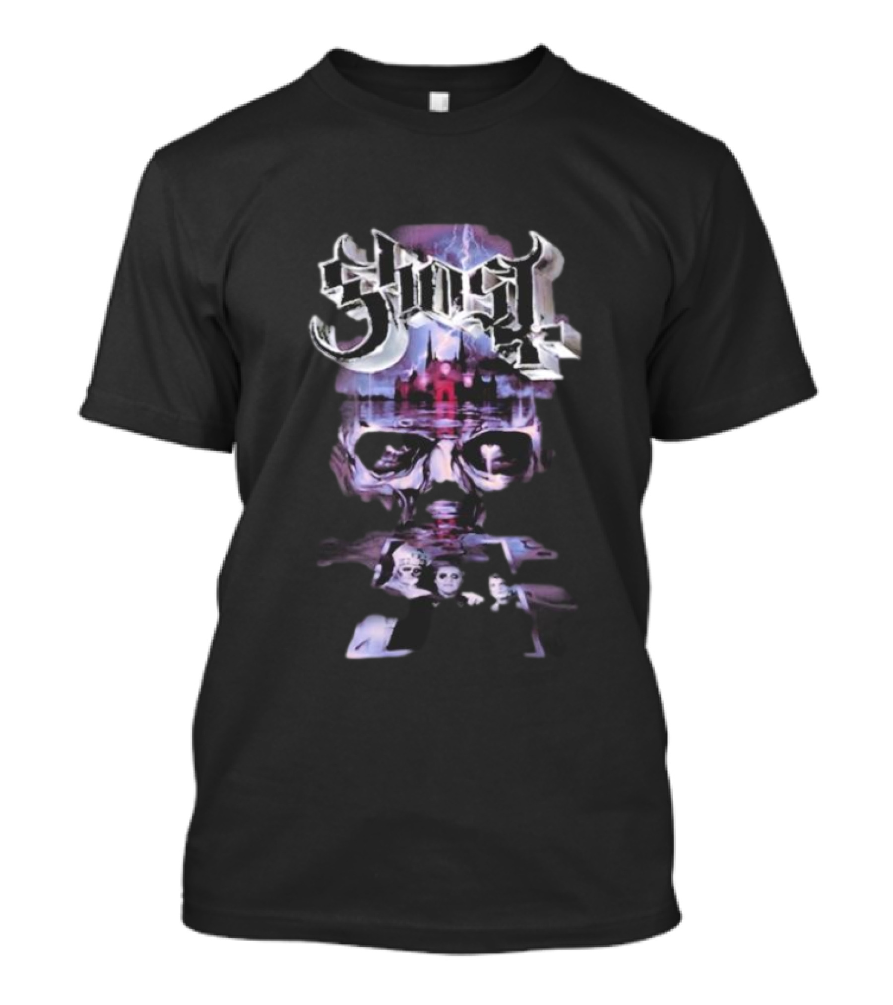 Ghost World Tour 2025 Skull Castle Lightning Purple Band Members T-Shirt
