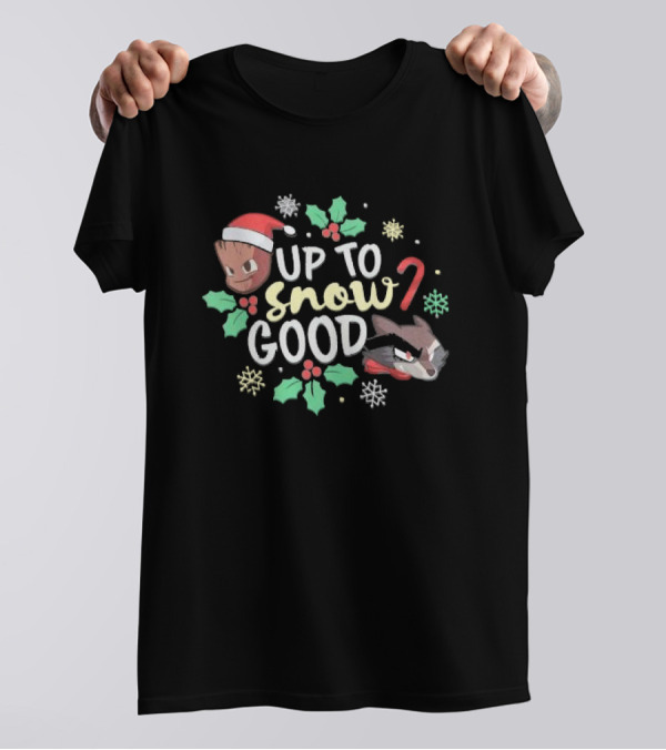 Groot And Rocket Up To Snow Good Guardians Christmas Holiday T-Shirt