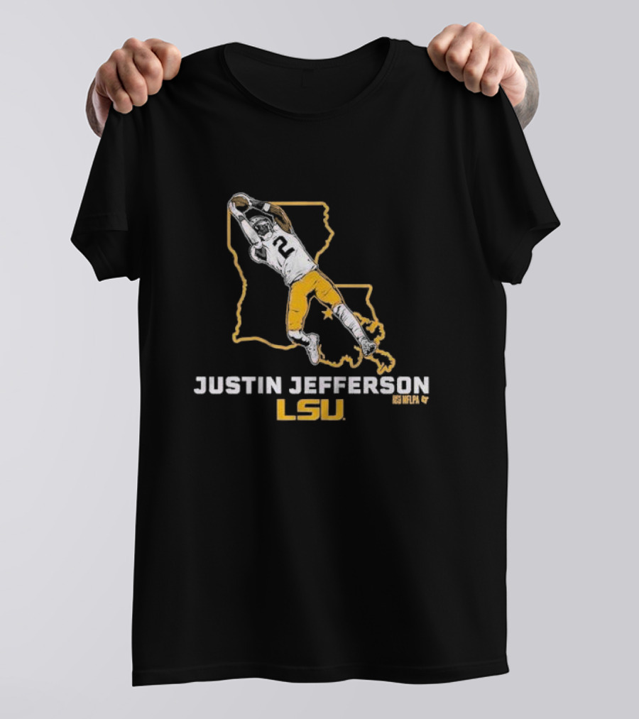 JUSTIN JEFFERSON LSU FOOTBALL STATE STAR NFLPA T-Shirt