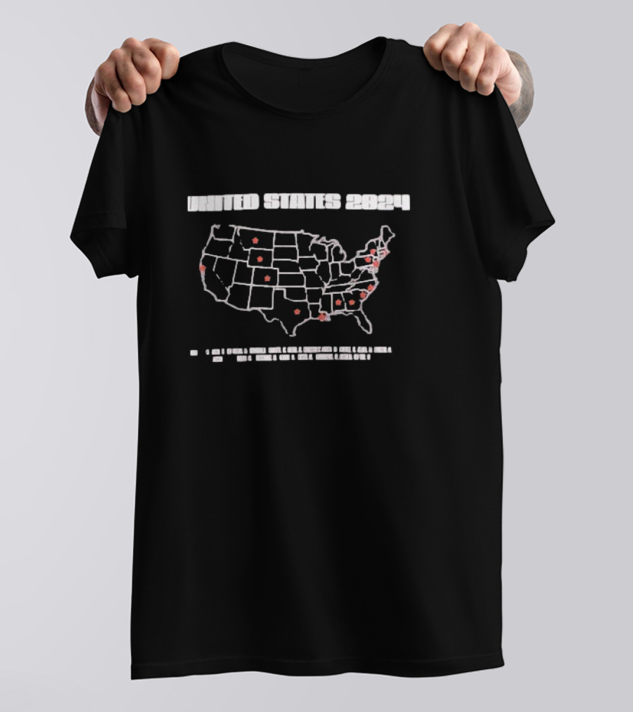 Love Is Hell United States 2024 Tour Map Dates And Locations T-Shirt