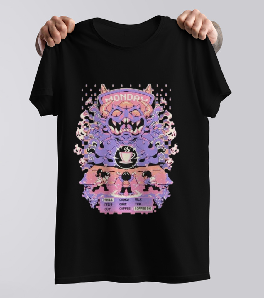 Monday Coffee Battle Monster Skill Cookie Milk Tea Coffee 3X T-Shirt