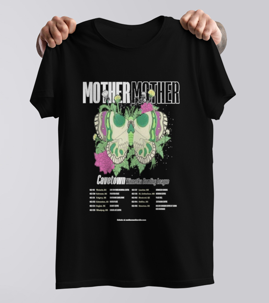 Mother Mother Cavetown Winnetka Bowling League Tour Dates Butterfly Floral T-Shirt