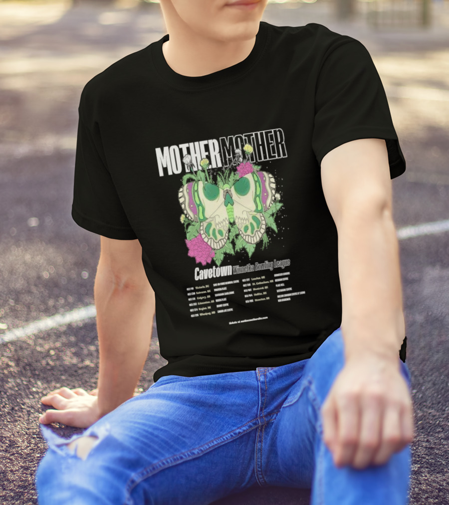 Mother Mother Cavetown Winnetka Bowling League Tour Dates Butterfly Floral T-Shirt