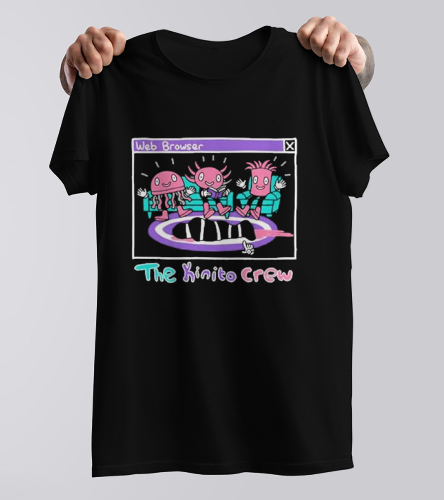 Web Browser The Kinito Crew Fun Cartoon Characters On Couch T-Shirt