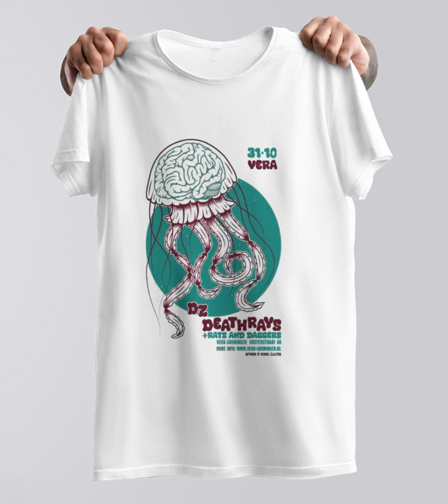 DZ Deathrays + Rats And Daggers Vera Groningen Dosterstraat 44 October 31 2024 Jellyfish Brain Art By Basqi Dalten T-Shirt