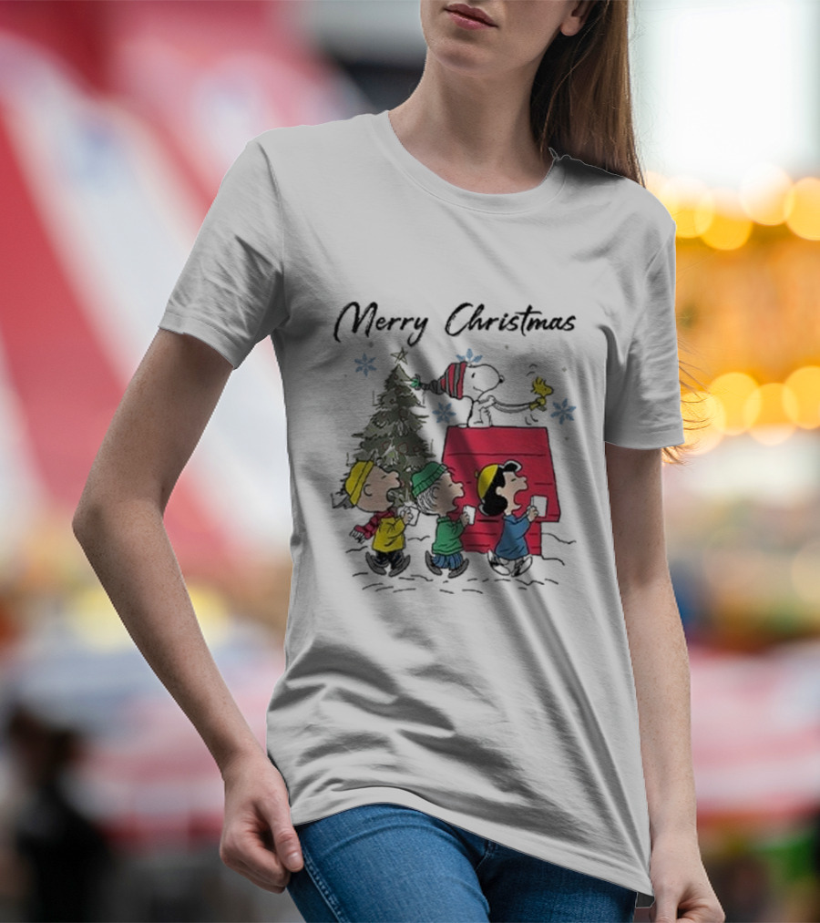 Merry Christmas Snoopy And Friends Winter Scene T-Shirt