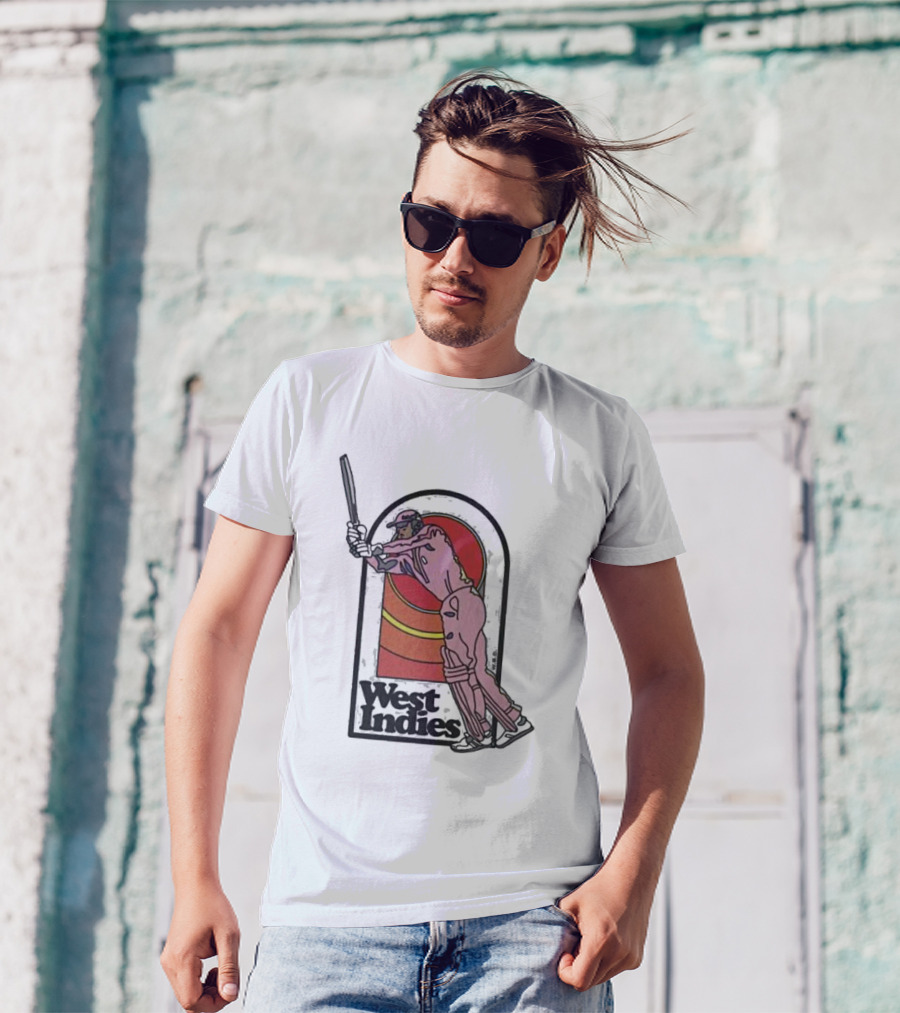 West Indies Cricket Pink 70s Uniform T-Shirt