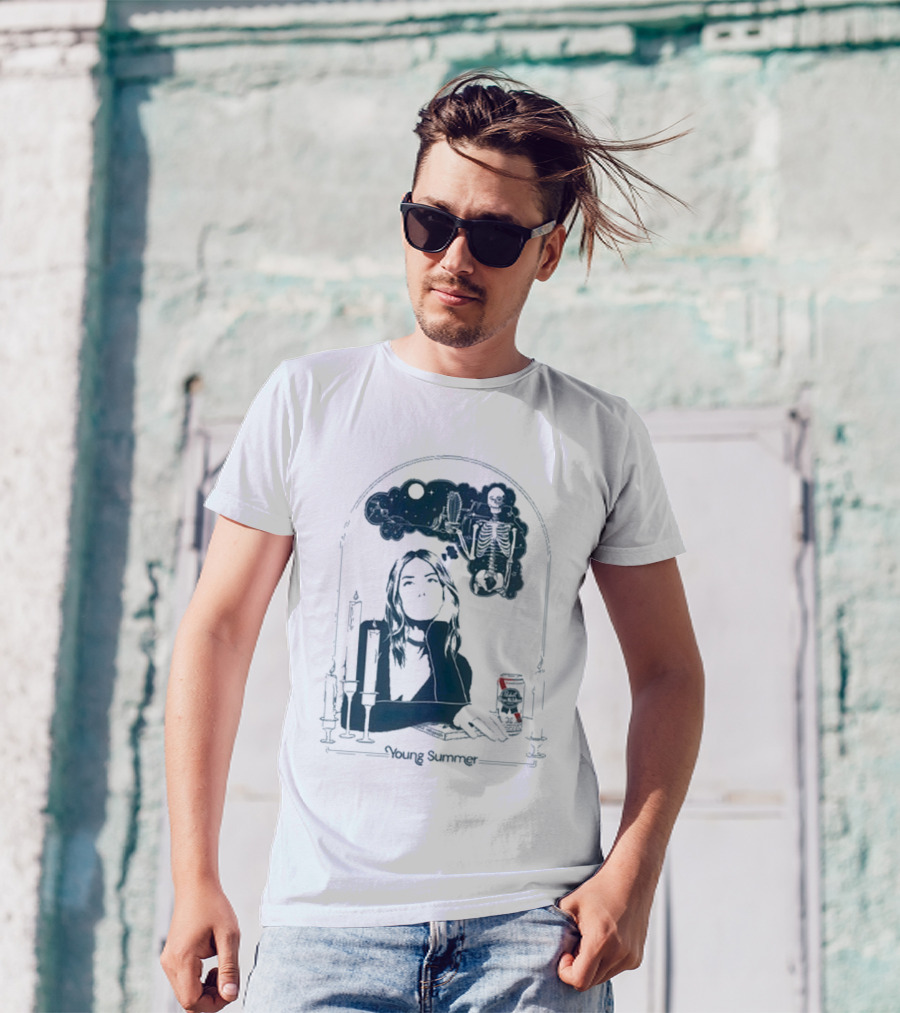 Young Summer Pabst Skeleton Night Sky Candles And Can T-Shirt