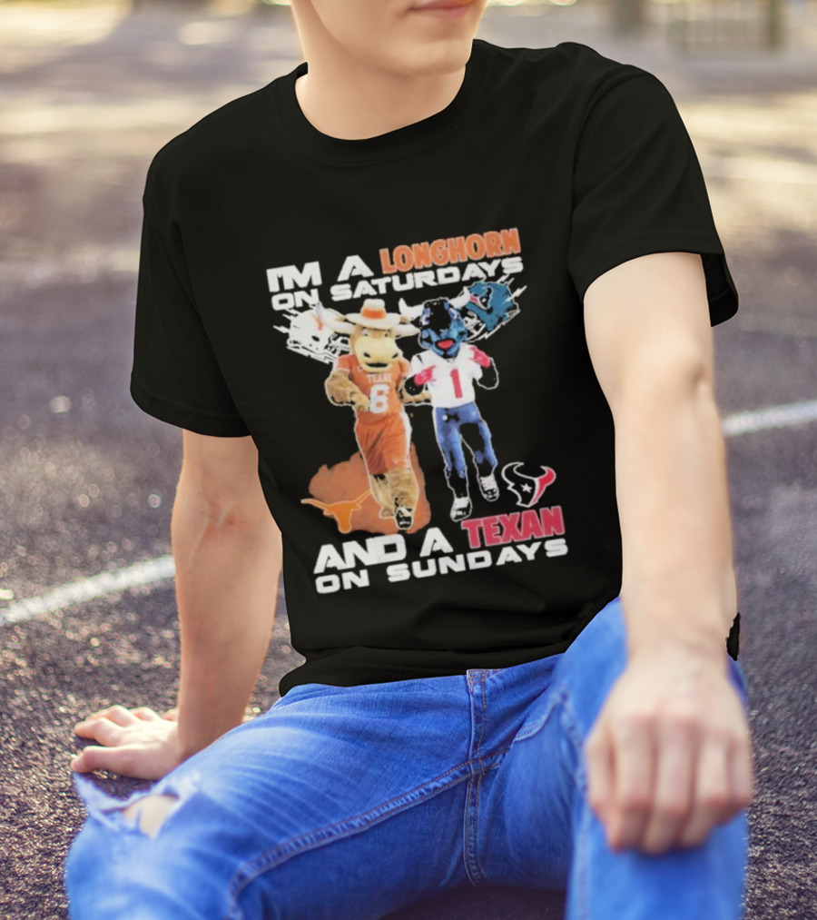 Longhorn On Saturdays Texan On Sundays Football Fan T-Shirt