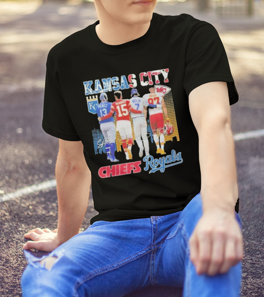 Kansas City Chiefs Royals Perez Mahomes Witt Jr Kelce T-Shirt