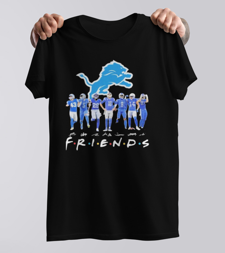Detroit Lions Football Friends Legends Team 2024 Players Bataille Signatures T-Shirt