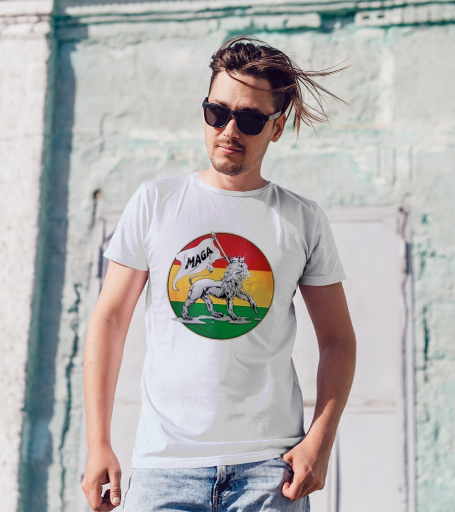 Kali Fontanilla MAGA Lion Red Gold Green Flag T-Shirt