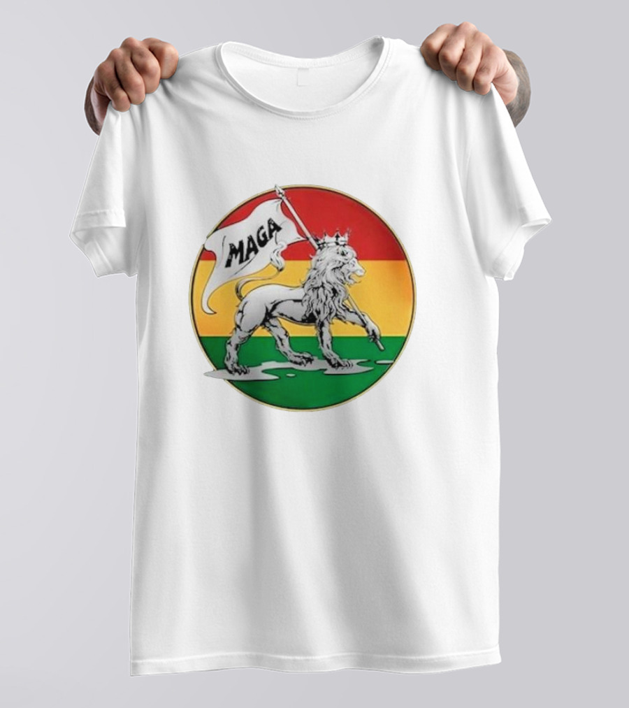 Kali Fontanilla MAGA Lion Red Gold Green Flag T-Shirt
