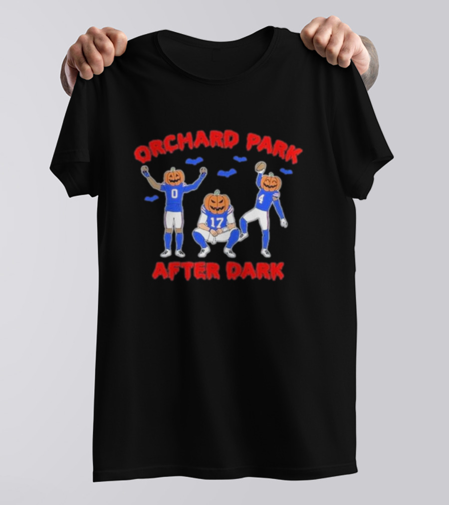 Orchard Park Halloween Football After Dark Pumpkin Heads T-Shirt