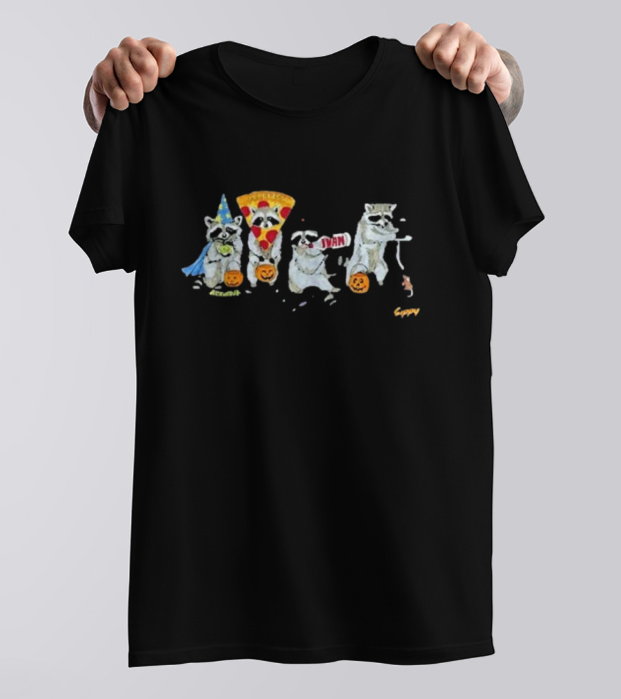 Sippy Raccoon Halloween Wizard Pizza Ivan Costumes T-Shirt