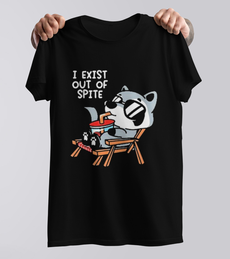 I Exist Out Of Spite Relaxing Raccoon With Sunglasses T-Shirt