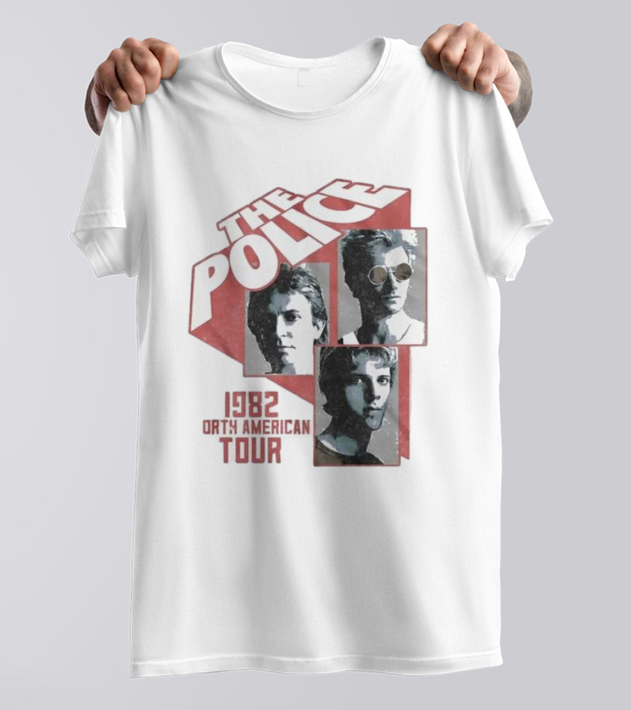 The Police 1982 North American Tour Retro Portrait Collage T-Shirt