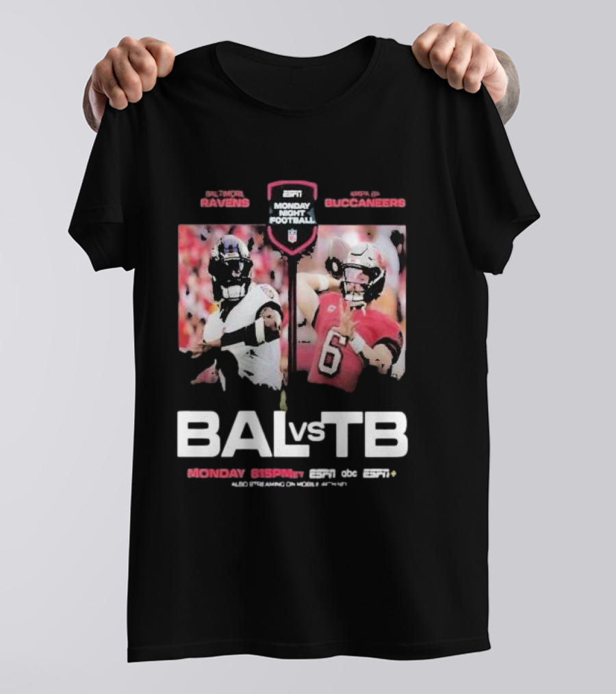 ESPN Monday Night Football Baltimore Ravens Vs Tampa Bay Buccaneers T-Shirt