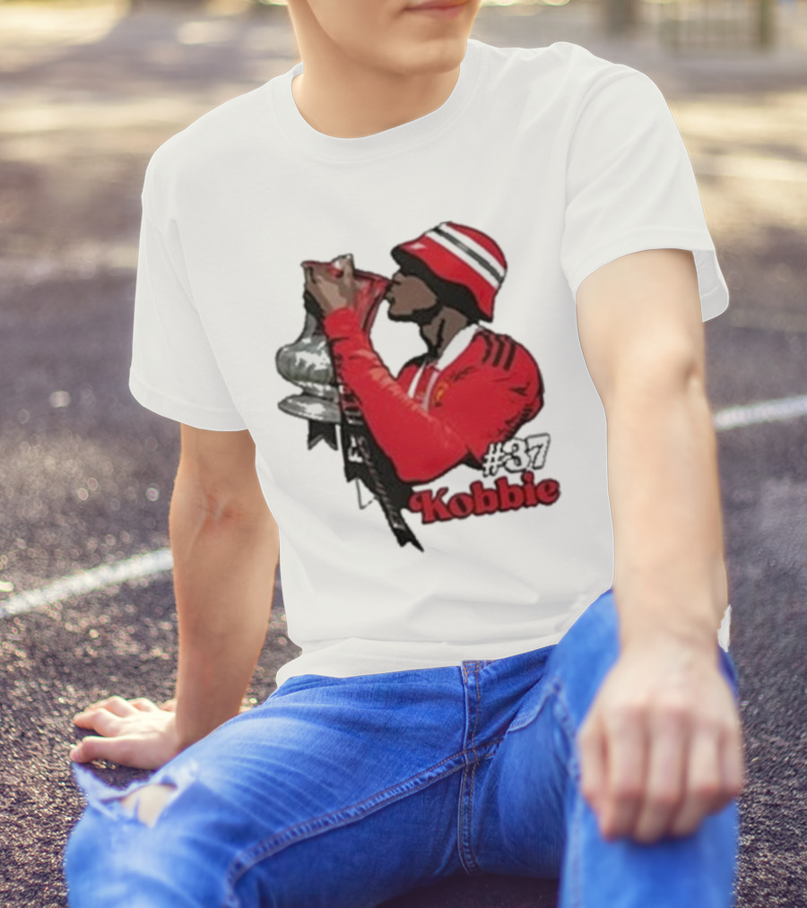 Kobbie #37 Cup Victory Celebration In Red Hoodie And Hat T-Shirt