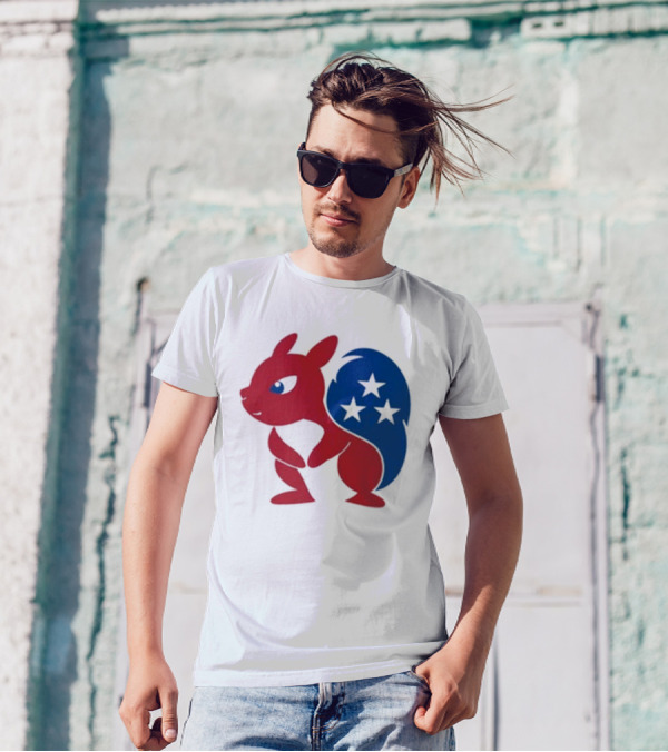 Squirrel Mascot With Stars And GOP Red White Blue T-Shirt