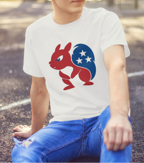 Squirrel Mascot With Stars And GOP Red White Blue T-Shirt