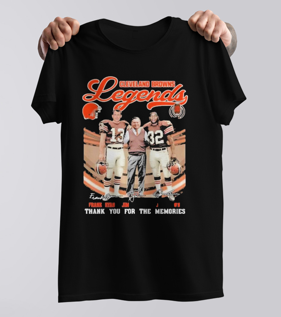 Cleveland Browns Legends Frank Ryan Jim Brown Jim Donovan Thank You For The Memories T-Shirt