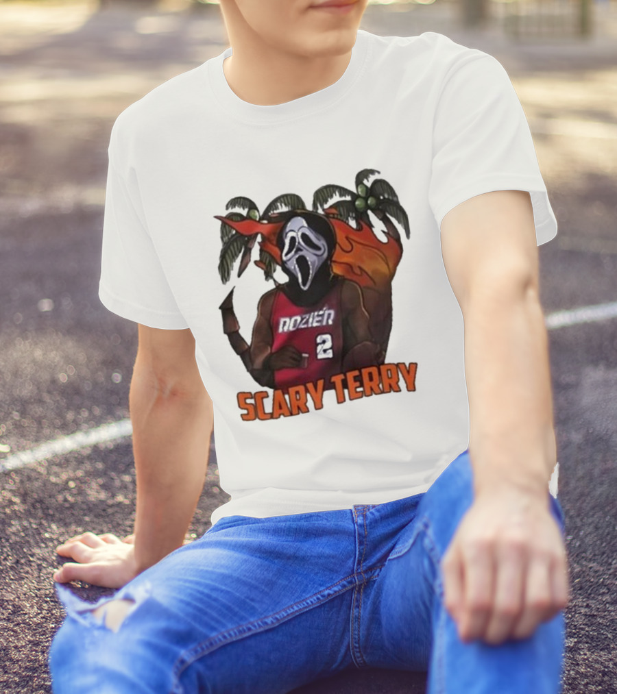 Scary Terry Rozier 2 Ghostface Basketball Tropical Flame Costume T-Shirt